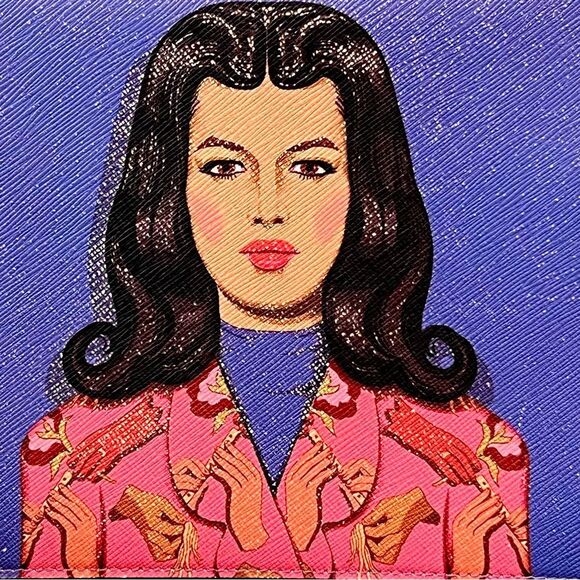 Prada Viola, Fuoco & Black Saffiano Leather Face Art Bag - Picture 3 of 11